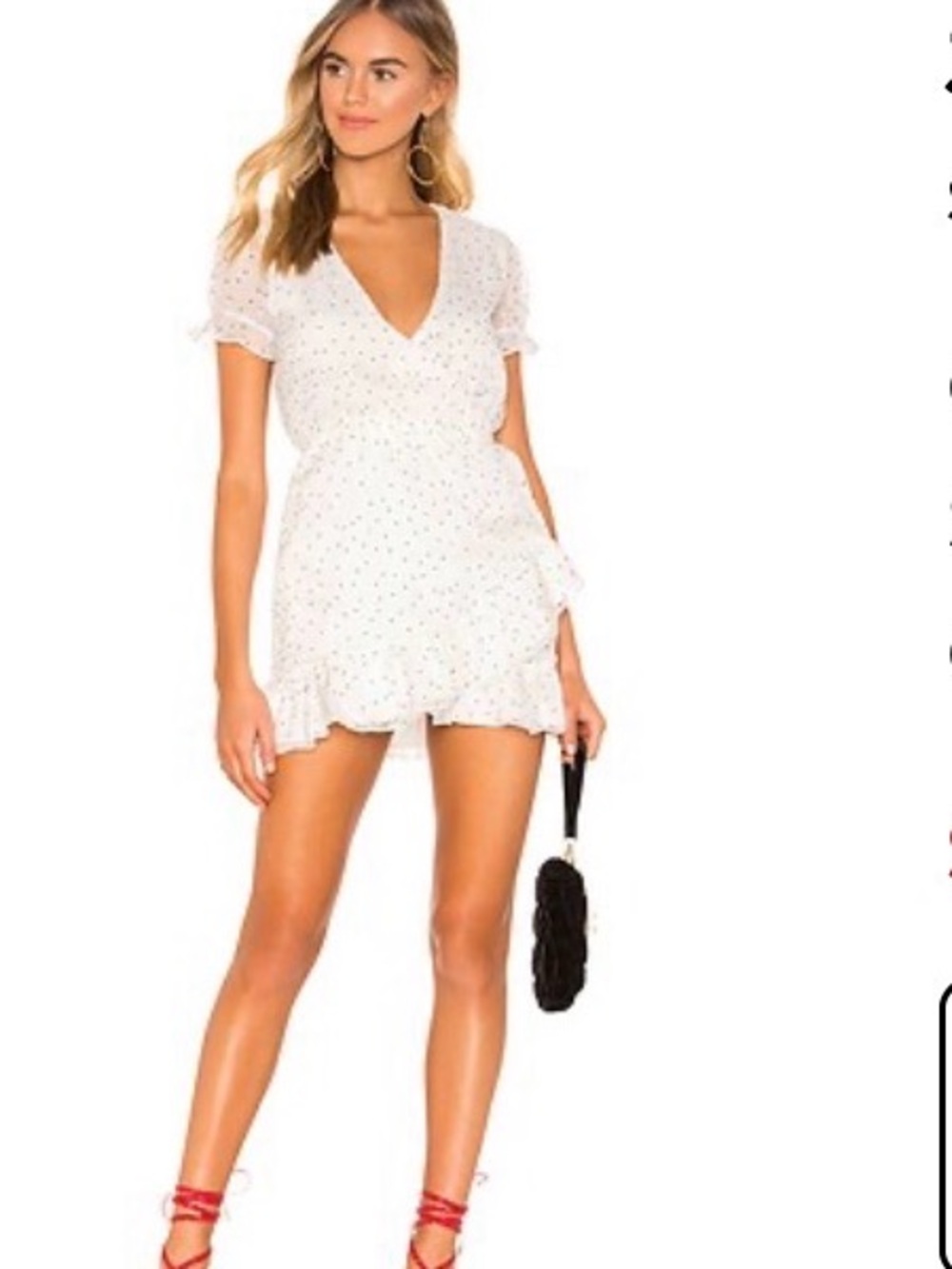 superdown White Mini Wrap Dress with Black Polka Dots